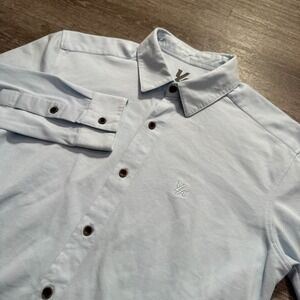 Young LA Shirt Mens Small Blue Stretch Knit Long Sleeve Button Up Casual Preppy